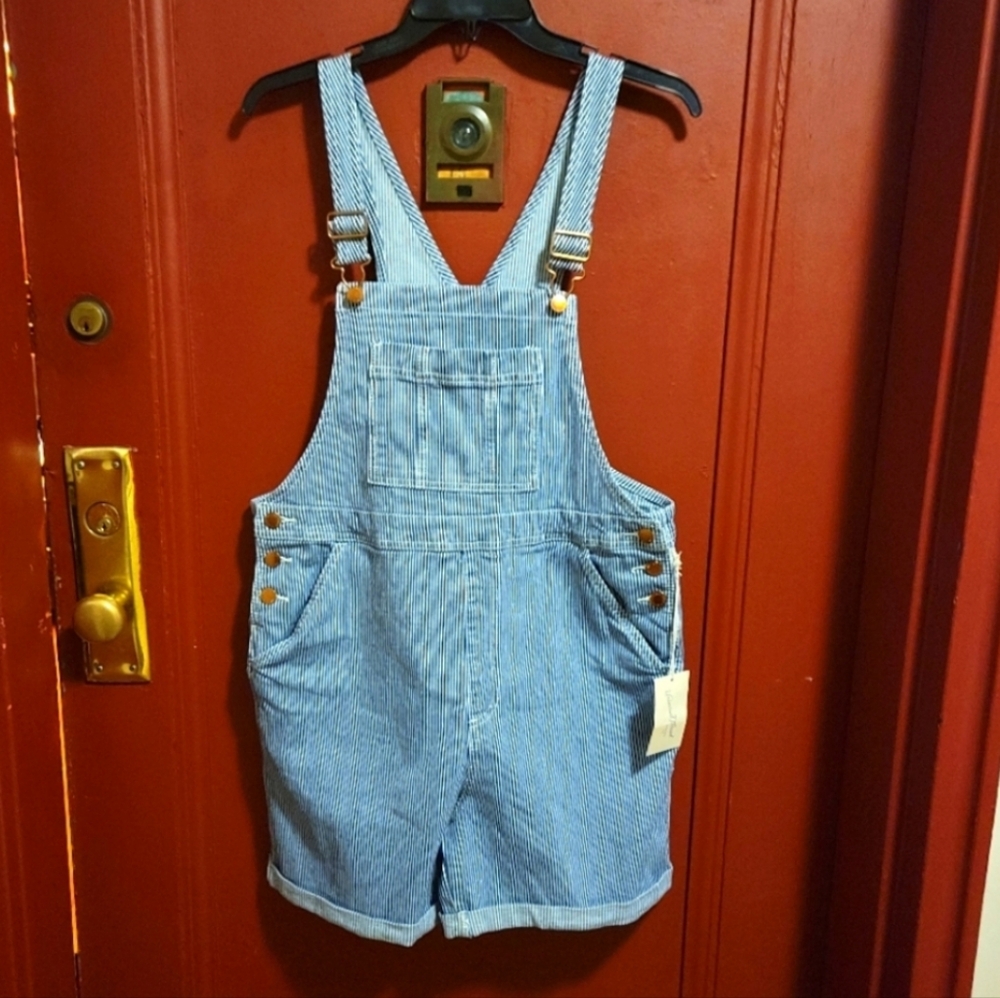 Universal Thread Blue Pinstripe Short Overalls Romper